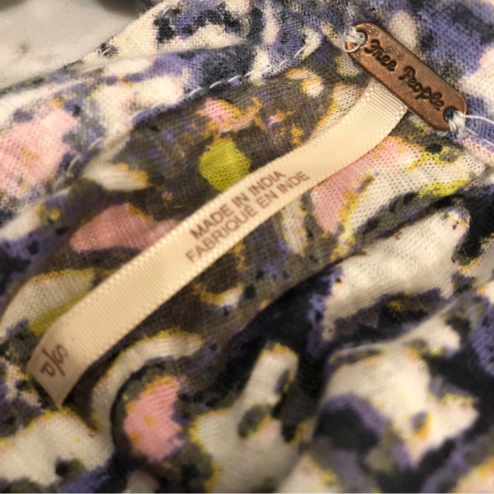 Free People Floral Sunsetter Boho Cottagecore Blouse Top Sz S Colorful Festival - Picture 9 of 14